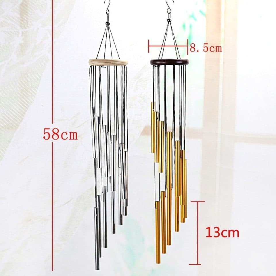 12 Pipe Metal Wind Chime, White, Decorative Loud Musical Outdoor Decor