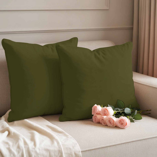 Olive Outdoor Pillow Covers 24"x24" Set of 2, Plain Waterproof Throw Pillow Covers for Patio Sofa Furniture, Decorative Cushions, Green, Olive Green