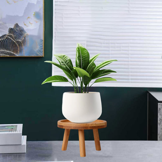 Wood Plant Stands Indoor,Mid-Century Modern Single Plant Stand for 3-12 Inch Pots,Tall Plant Stool for Large Plants,Perfect for Living Room,Balcony,and Office Beige