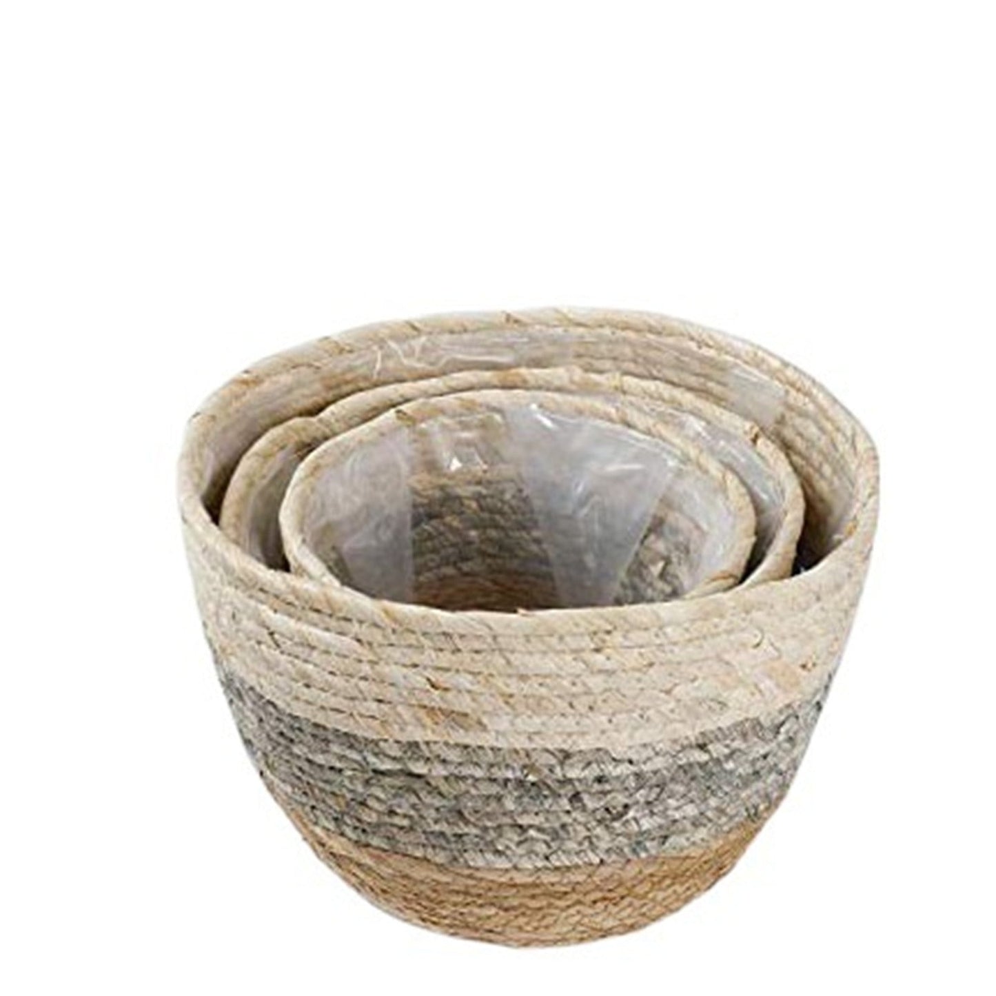 Woven Seagrass Plant Basket, Flower Pots Home Boho Decor, Storage Picnic Grocery Straw Bag for Plant Artificial Tree - 5.5"×8.7"×6.3 C