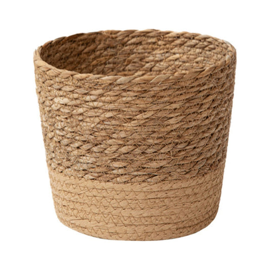 Woven Seagrass Plant Basket, Flower Pots Home Boho Decor, Storage Picnic Grocery Straw Bag for Plant Artificial Tree - 5.5"×8.7"×6.3 D