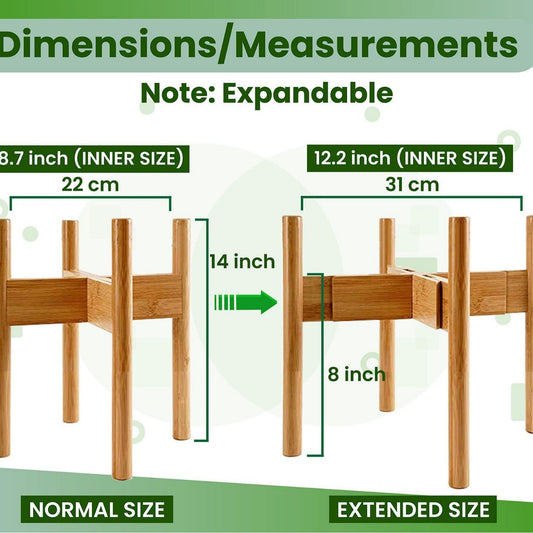 Tall Plant Stand Fixed Size Raised Bamboo Plant Stand for Indoor Pots (Not Included) - Modern Flower Pot Holder with Plug In Design - Easy to Assemble - Bamboo(Only flower racks)