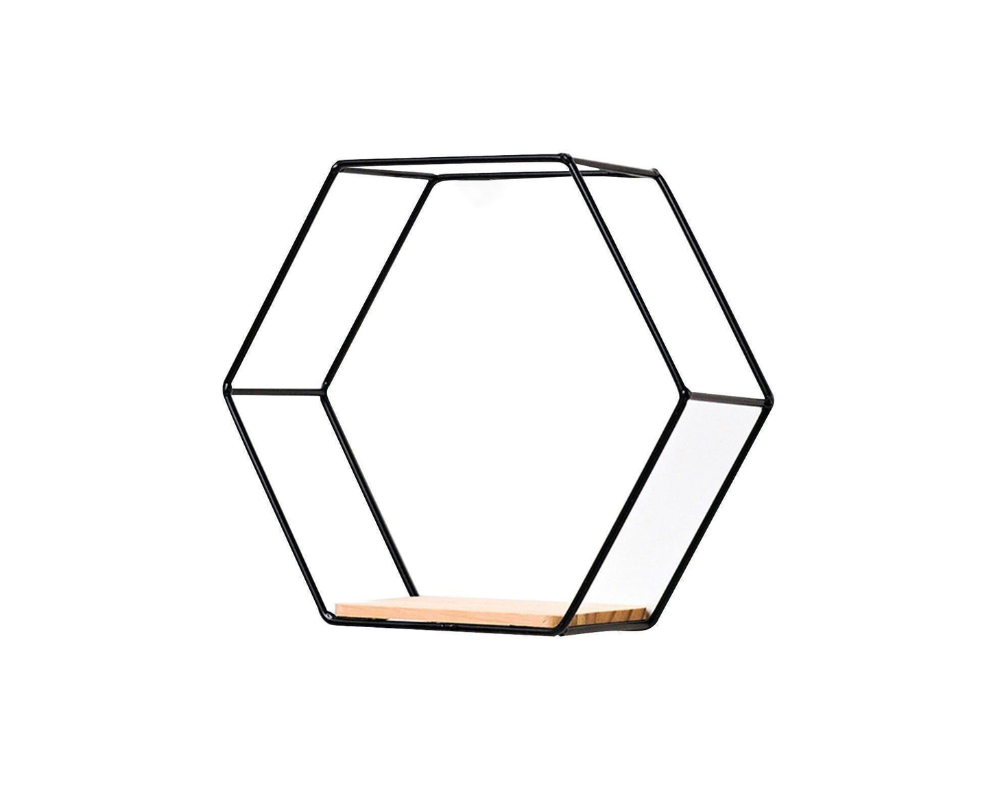 Nordic Hexagonal Iron Stand Small Pot Wall Holder Home Shelf Storage Holder-Golden M