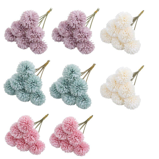 12pcs Artificial Dandelion Fake Flower Simulation Arrangement Desktop Decoration - Pink