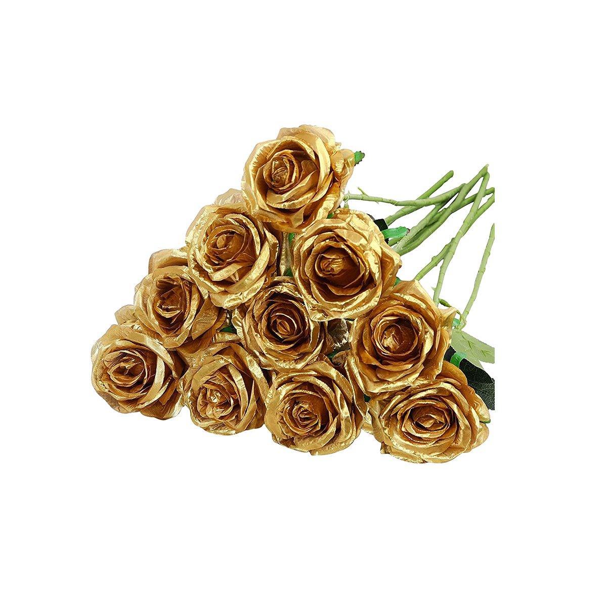 10pcs Artificial Silk Simulation Rose Flowers - Wedding Party Home Decorations - Light-Pink