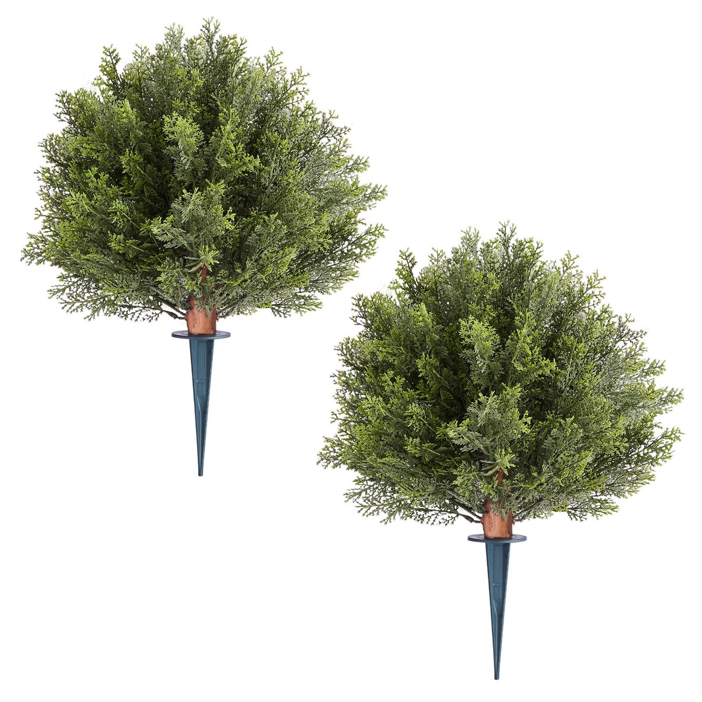 VEVOR Artificial Topiary Cypress Trees with Ground Spike, 2 Set 406mm Faux Shrubs & Bushes Potted Plants, Fake Silk Tree Look Real for Decor Front Porch Outdoor Indoor Patio Garden Balcony Backyard