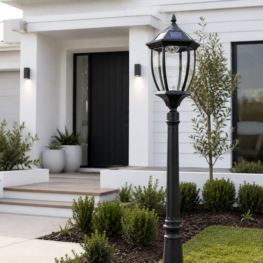Solar Garden Light Post - Black