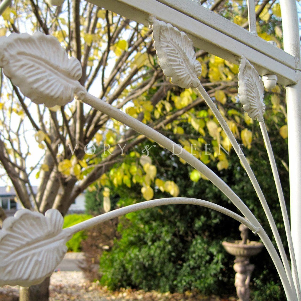 Ornate Metal Garden Arch - Distressed Cream