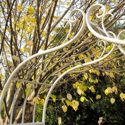 Ornate Metal Garden Arch - Distressed Cream