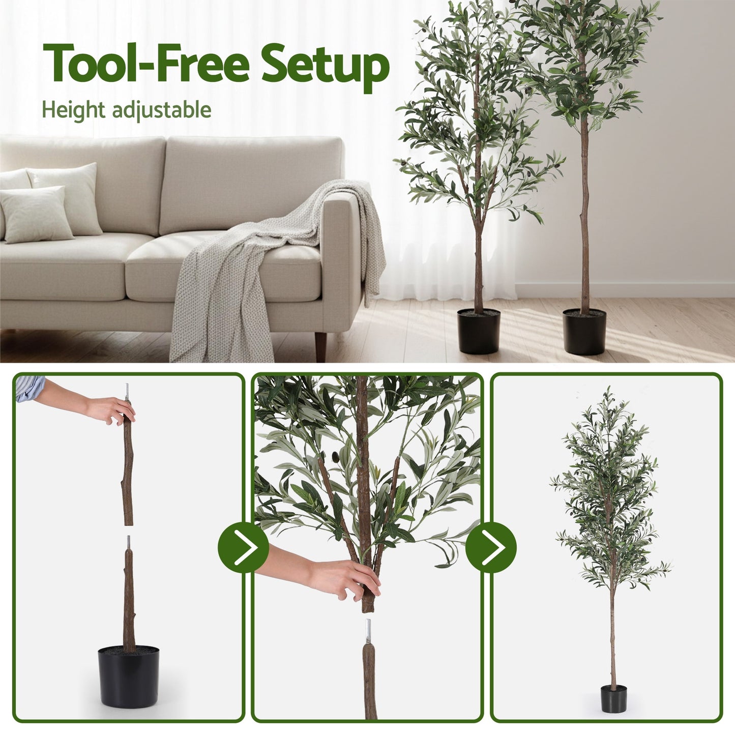 Artiss 210cm Artificial Olive Tree Faux Trees Indoor Decor Artificial Plants Lifelike Plant 2.1M