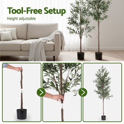 Artiss 210cm Artificial Olive Tree Faux Trees Indoor Decor Artificial Plants Lifelike Plant 2.1M