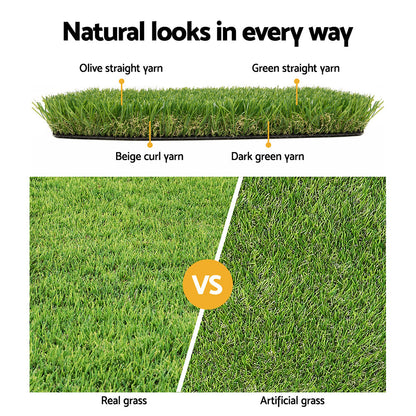 Prime Turf Artificial Grass 40mm 2mx5m Synthetic Fake Lawn Turf Plastic Plant 4-coloured