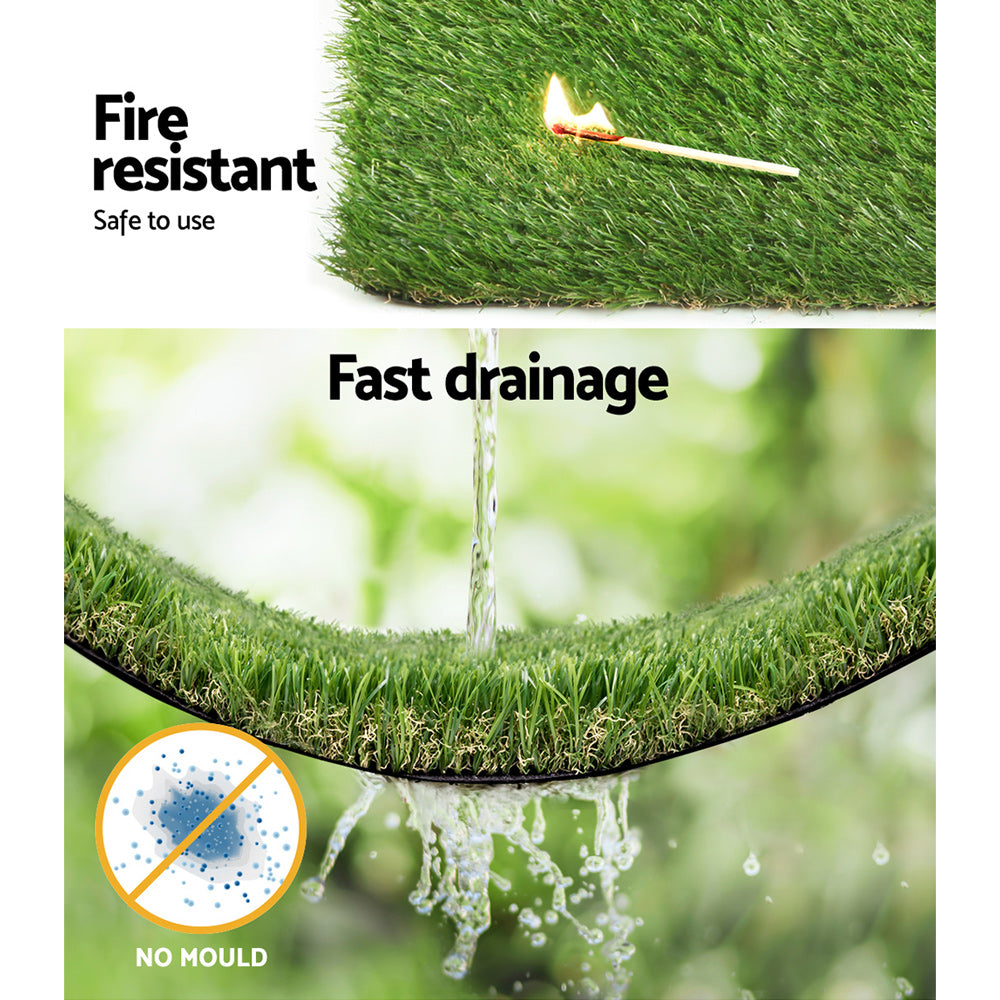Prime Turf Artificial Grass 40mm 2mx5m Synthetic Fake Lawn Turf Plastic Plant 4-coloured
