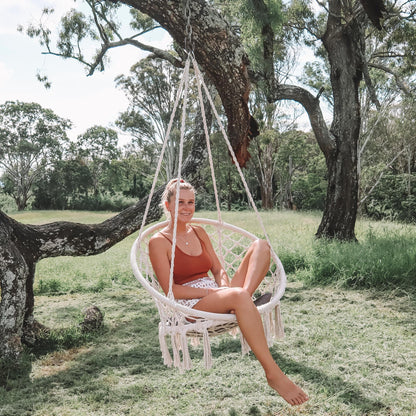 Madrid Macrame Hanging Chair Swing - Cream
