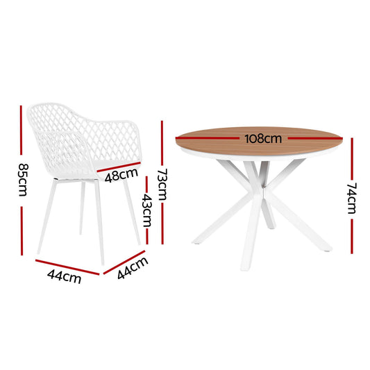 Gardeon 5PCS Outdoor Dining Set Table and Chairs Patio Garden Furniture Diamond