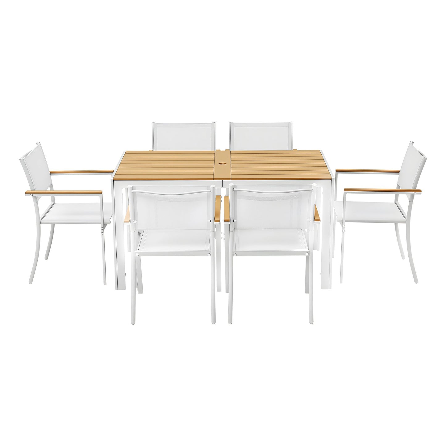 Gardeon 7PCS Outdoor Dining Set Table and Chairs Patio Garden Furniture Bistro Set White