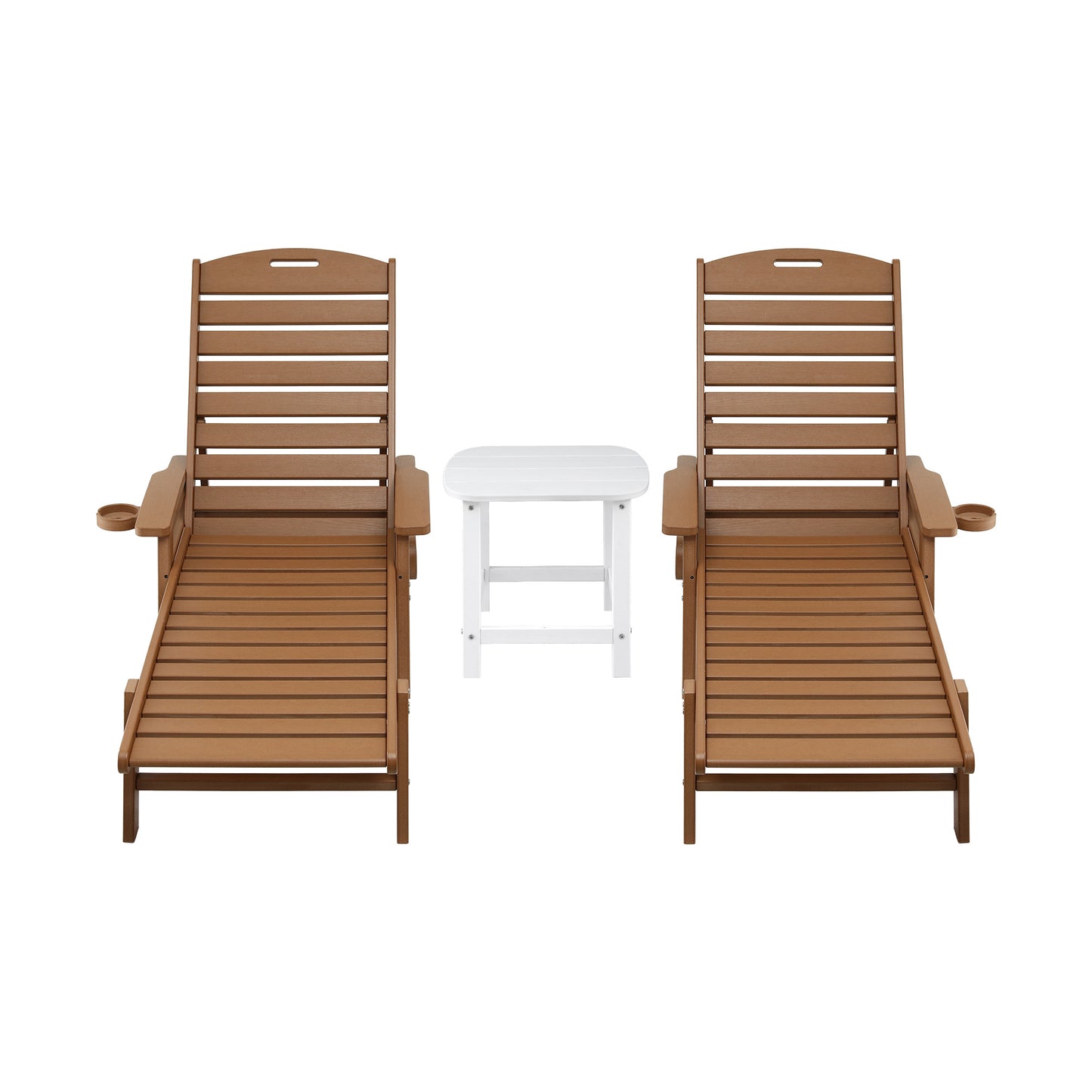 Gardeon Sun Lounge Lounger Table and Chairs Beach Chair HDPE Patio Outdoor Furniture Wheels Brown