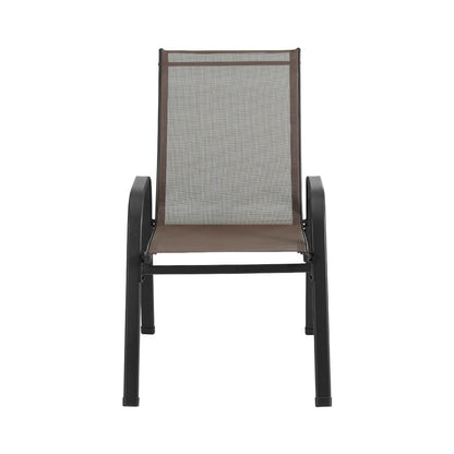 Gardeon 6PC Outdoor Dining Chairs Stackable Lounge Chair Patio Furniture Brown