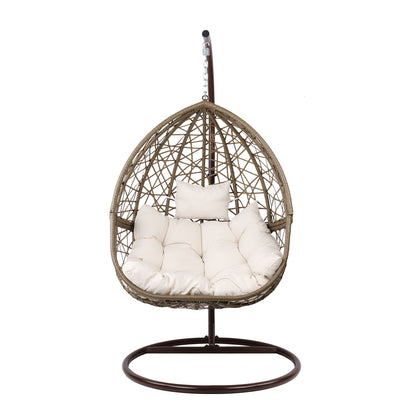 Gardeon Outdoor Egg Swing Chair Wicker Rattan Furniture Pod Stand Cushion Latte