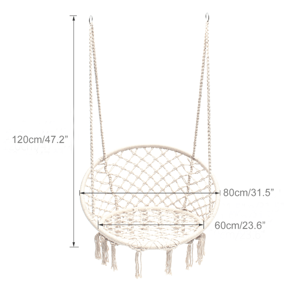 Madrid Macrame Hanging Chair Swing - Cream