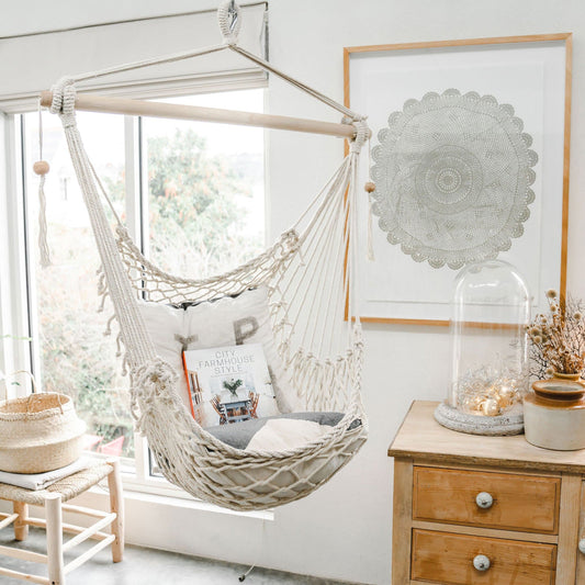 Salvador Macrame Hanging Hammock Chair - Natural