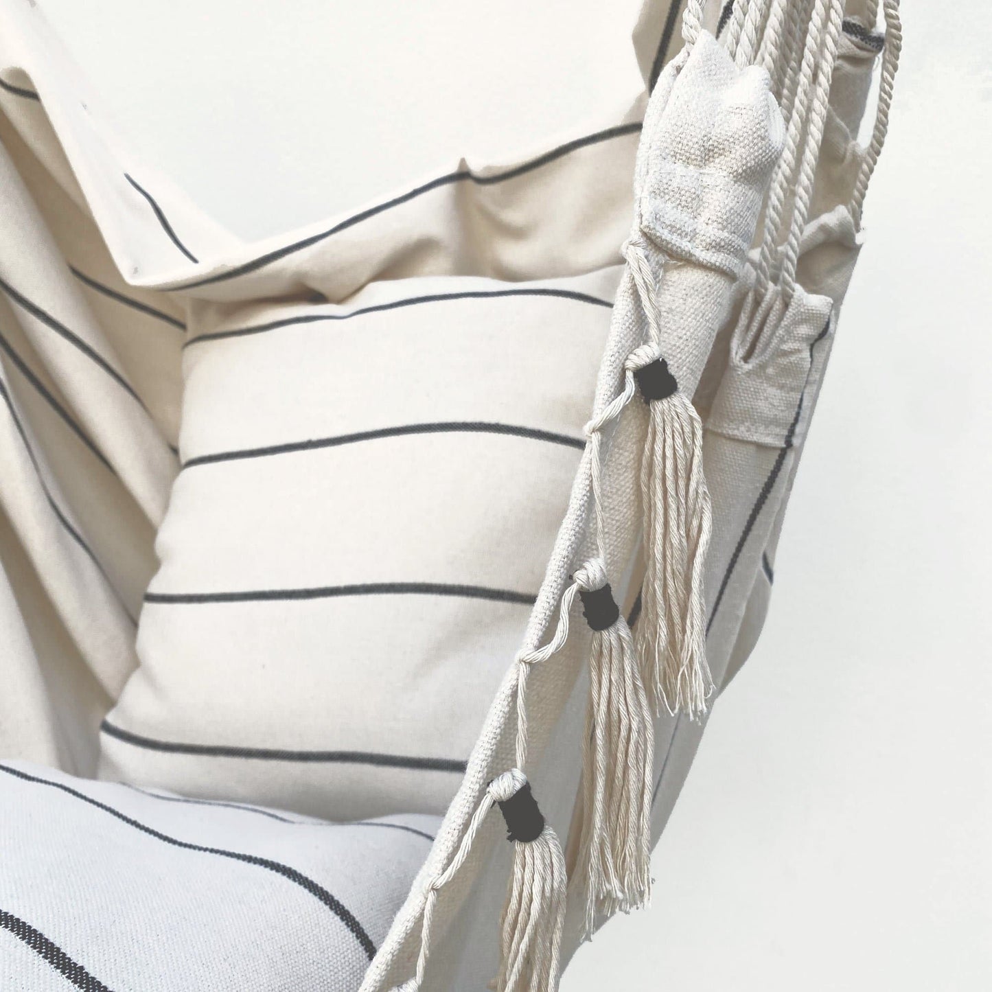 Soho Pinstripe Hanging Hammock Chair with Matching Cushions - Cream