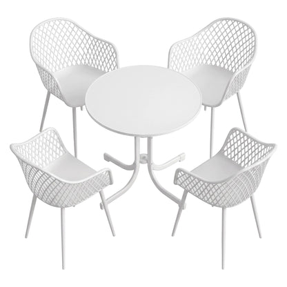 Gardeon 5PCS Outdoor Dining Set Table and Chairs Patio Furniture Garden Diamond White