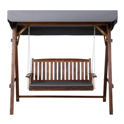 Gardeon Wooden Swing Chair Garden Bench Canopy 3 Seater Outdoor Furniture