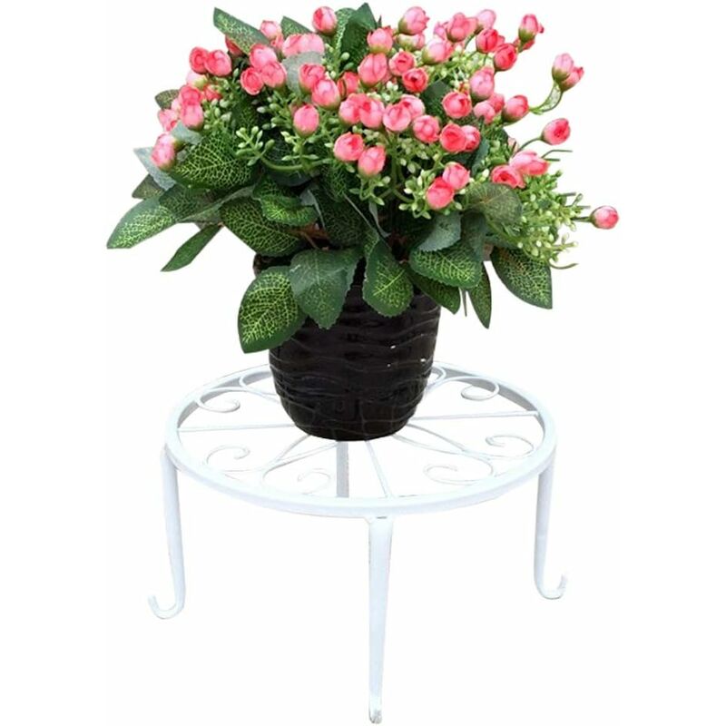 9 Rust Resistant Wrought Iron Metal Plant Pot Stand White"