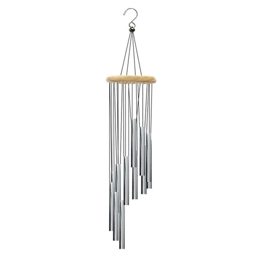 12 Pipe Metal Wind Chime, White, Decorative Loud Musical Outdoor Decor