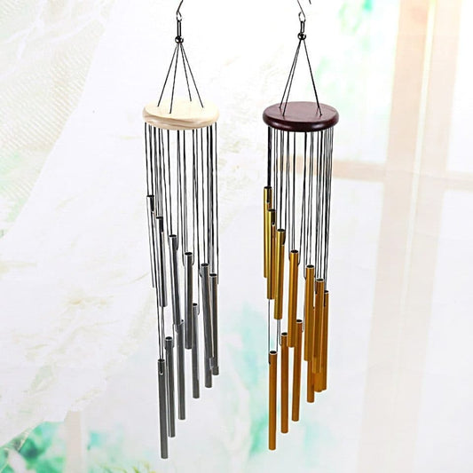 12 Pipe Metal Wind Chime, White, Decorative Loud Musical Outdoor Decor