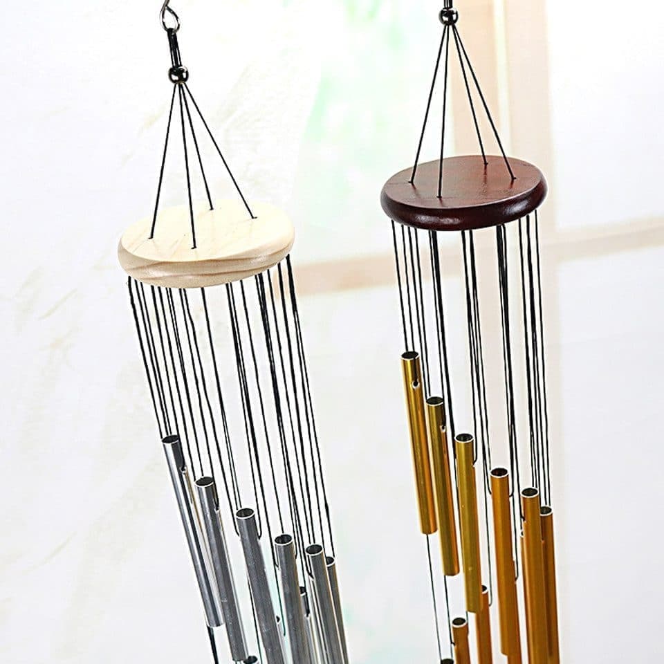 12 Pipe Metal Wind Chime, White, Decorative Loud Musical Outdoor Decor