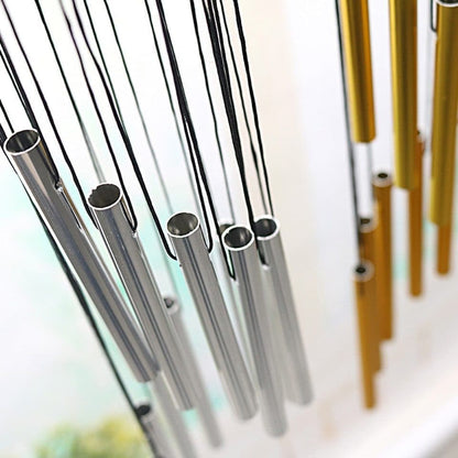 12 Pipe Metal Wind Chime, White, Decorative Loud Musical Outdoor Decor