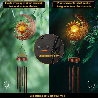 Magic Wind Chime, Solar moon and sun lighting, Outdoor lighting, Wind organ, Solar lighting, Solar garden lighting