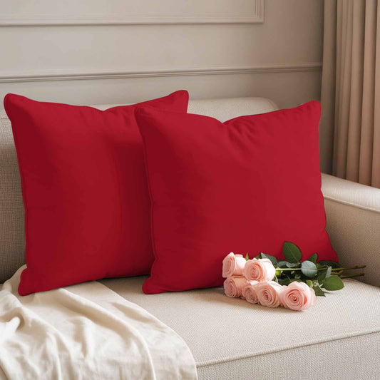 Outdoor Pillow Covers 20"x20" Set of 2, Plain Waterproof Throw Pillow Covers for Patio Furniture, Decorative Cushion Covers, Red