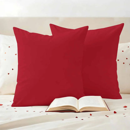 Outdoor Pillow Covers 20"x20" Set of 2, Plain Waterproof Throw Pillow Covers for Patio Furniture, Decorative Cushion Covers, Red