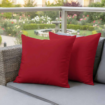 Outdoor Pillow Covers 20"x20" Set of 2, Plain Waterproof Throw Pillow Covers for Patio Furniture, Decorative Cushion Covers, Red