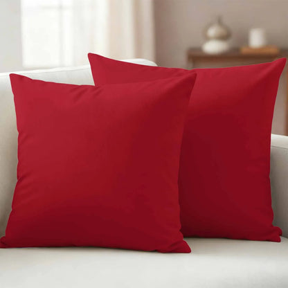 Outdoor Pillow Covers 20"x20" Set of 2, Plain Waterproof Throw Pillow Covers for Patio Furniture, Decorative Cushion Covers, Red