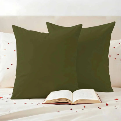Olive Outdoor Pillow Covers 24"x24" Set of 2, Plain Waterproof Throw Pillow Covers for Patio Sofa Furniture, Decorative Cushions, Green, Olive Green