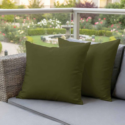 Olive Outdoor Pillow Covers 24"x24" Set of 2, Plain Waterproof Throw Pillow Covers for Patio Sofa Furniture, Decorative Cushions, Green, Olive Green