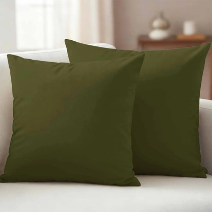 Olive Outdoor Pillow Covers 24"x24" Set of 2, Plain Waterproof Throw Pillow Covers for Patio Sofa Furniture, Decorative Cushions, Green, Olive Green