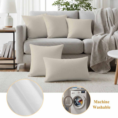 Ivory Outdoor Pillow Covers, Waterproof Decorative Throw Pillowcases Set of 2 for Patio Sofa Furniture, Ivory White
