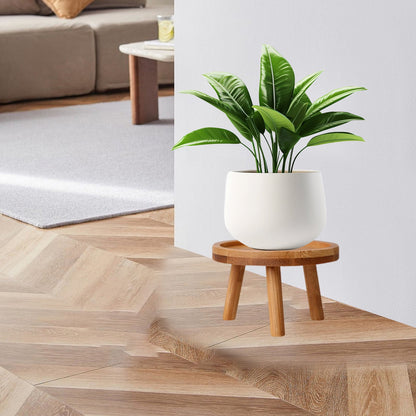 Wood Plant Stands Indoor,Mid-Century Modern Single Plant Stand for 3-12 Inch Pots,Tall Plant Stool for Large Plants,Perfect for Living Room,Balcony,and Office Beige