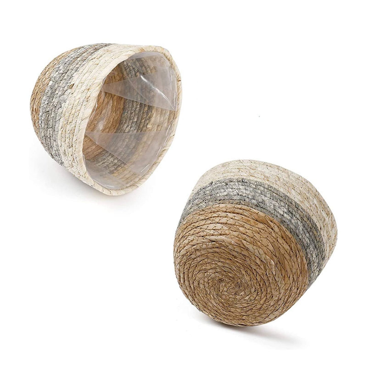 Woven Seagrass Plant Basket, Flower Pots Home Boho Decor, Storage Picnic Grocery Straw Bag for Plant Artificial Tree - 5.5"×8.7"×6.3 C