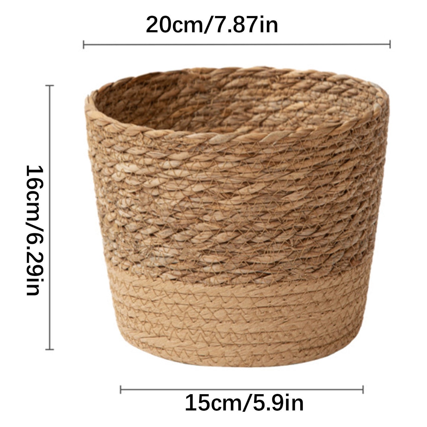 Woven Seagrass Plant Basket, Flower Pots Home Boho Decor, Storage Picnic Grocery Straw Bag for Plant Artificial Tree - 5.5"×8.7"×6.3 D