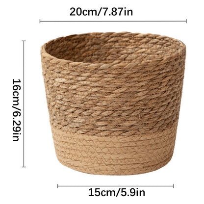 Woven Seagrass Plant Basket, Flower Pots Home Boho Decor, Storage Picnic Grocery Straw Bag for Plant Artificial Tree - 5.5"×8.7"×6.3 D