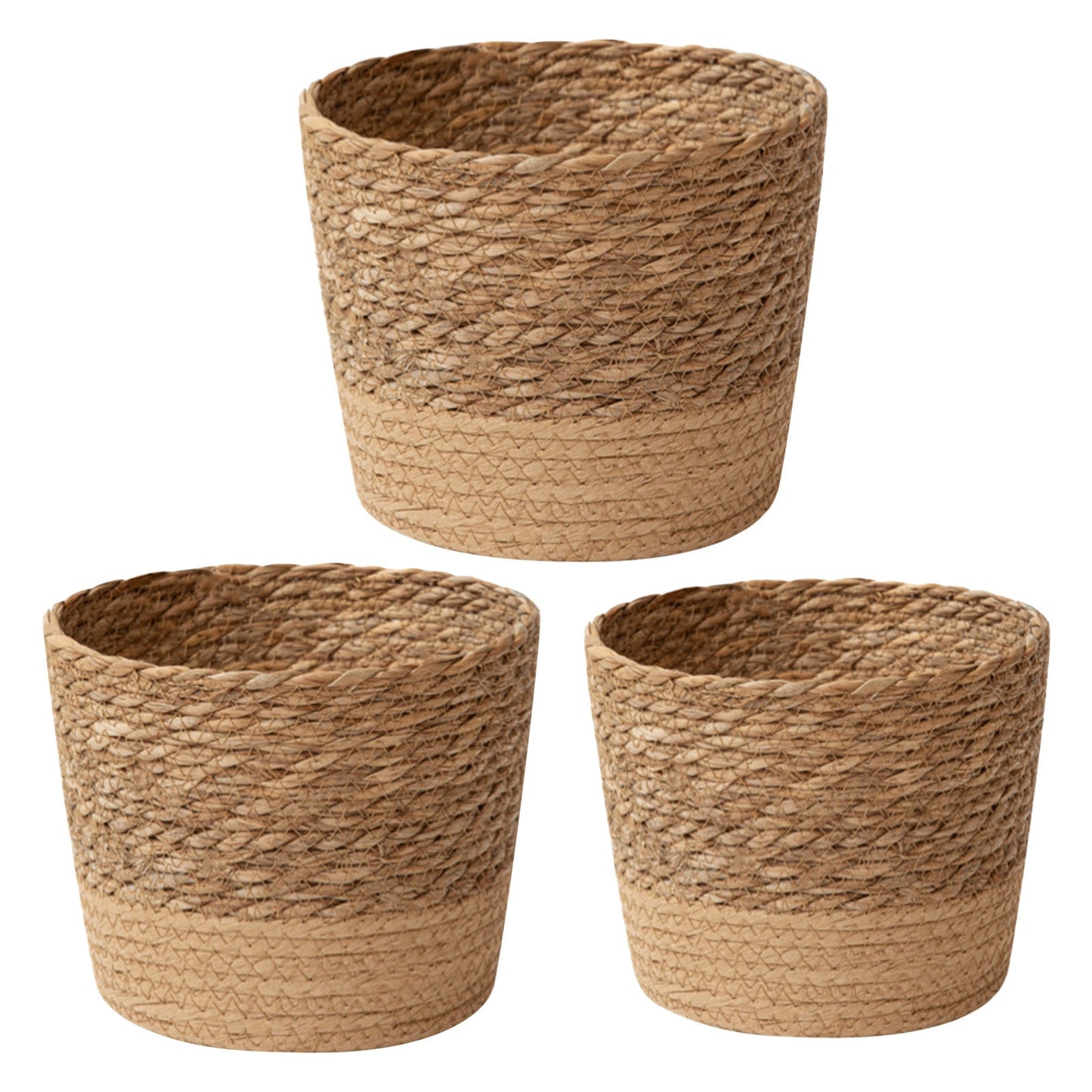 Woven Seagrass Plant Basket, Flower Pots Home Boho Decor, Storage Picnic Grocery Straw Bag for Plant Artificial Tree - 5.5"×8.7"×6.3 E