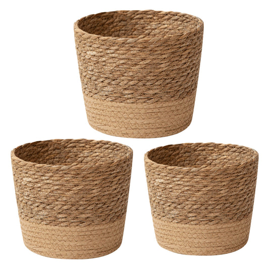 Woven Seagrass Plant Basket, Flower Pots Home Boho Decor, Storage Picnic Grocery Straw Bag for Plant Artificial Tree - 5.5"×8.7"×6.3 E