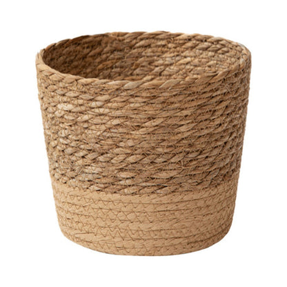 Woven Seagrass Plant Basket, Flower Pots Home Boho Decor, Storage Picnic Grocery Straw Bag for Plant Artificial Tree - 5.5"×8.7"×6.3 E