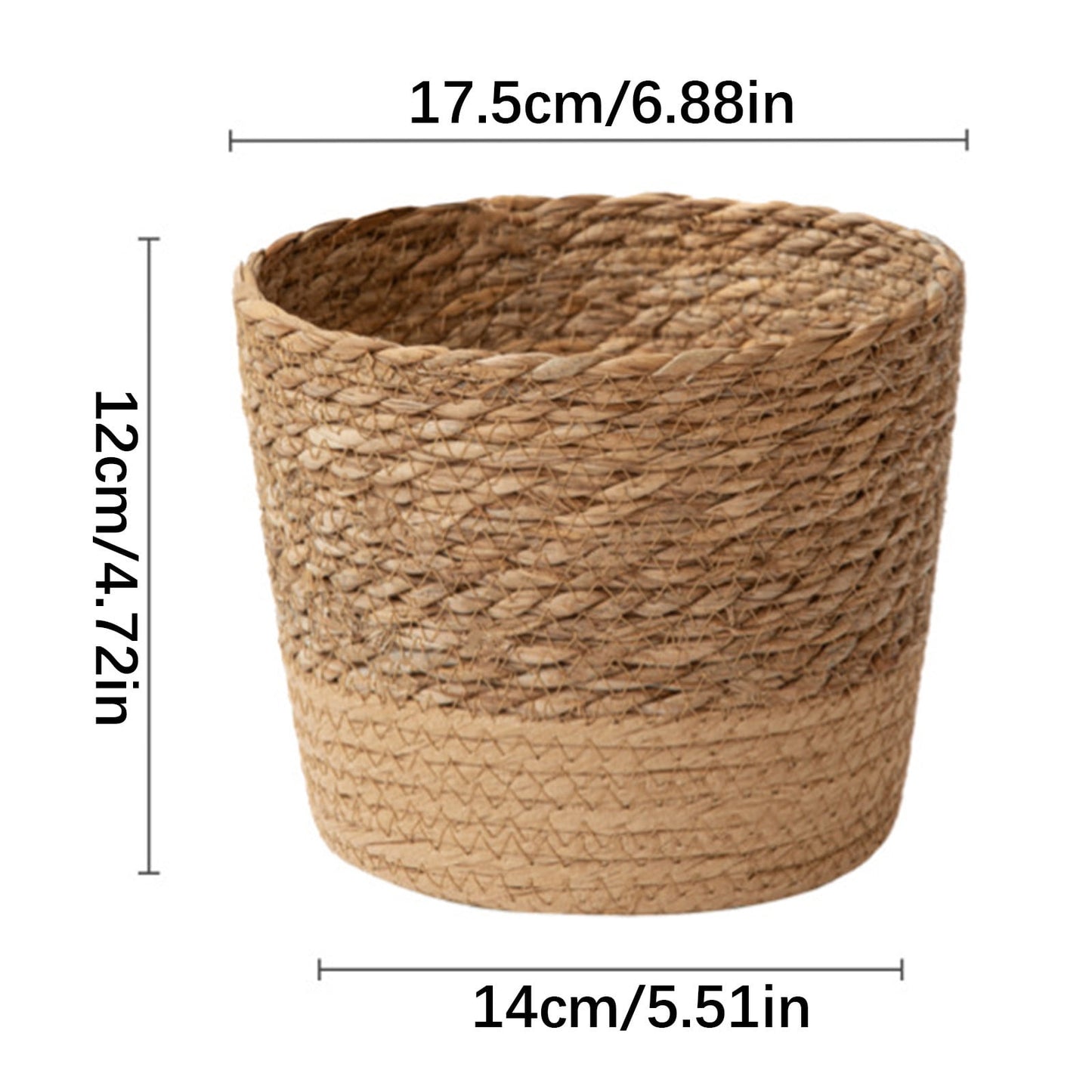 Woven Seagrass Plant Basket, Flower Pots Home Boho Decor, Storage Picnic Grocery Straw Bag for Plant Artificial Tree - 5.5"×8.7"×6.3 E